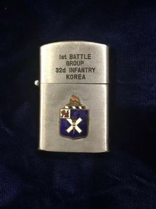 Korean War – Zippo Kind lighter – 1st Battle Group – 32nd Infantry Korea - RARE 2