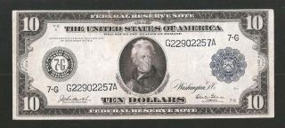 Rare Glass Chicago 1914 $10 Federal Reserve Note
