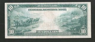 RARE GLASS CHICAGO 1914 $10 FEDERAL RESERVE NOTE 2