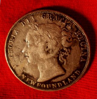 1894 Newfoundland 50 Fifty Cent Silver Victoria Rare