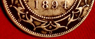 1894 NEWFOUNDLAND 50 Fifty Cent SILVER VICTORIA Rare 3