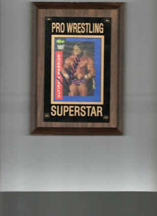 Ultimate Warrior 1991 Classic Autograph Card Hand Signed Rare With Plaque