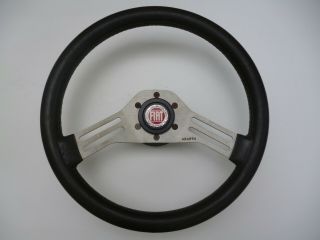 Rare Leather Steering Wheel Lancia Fiat Turbo Abarth Autobianchi With Hub