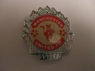 Rare Old Manchester United Football Club D Plastic Insert Metal Brooch Pin Badge