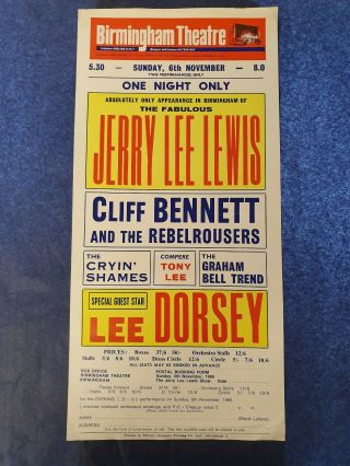 Rare Jerry Lee Lewis Hand Bill Flyer 1966