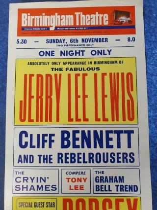 Rare Jerry Lee Lewis Hand Bill Flyer 1966 3