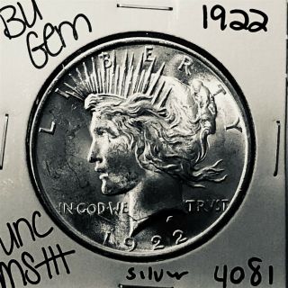 1922 P Bu Gem Peace Silver Dollar Unc Ms,  U.  S.  Rare Coin 4081