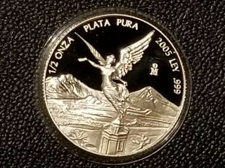 2005 Mexico 1/2 Oz Silver Libertad Proof In Capsule Key Date 2,  800 Minted Rare