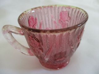 Vint Iris Demi Cup Ruby In The Color 2 1/4 In Jeannette Glass Rare Look