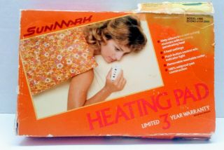 Rare Vintage Sunmark Automatic Heating Pad King Size Floral 980