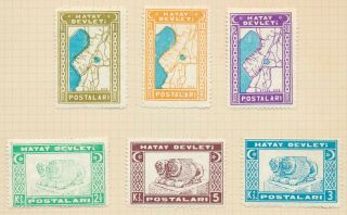 HATAY TURKEY STAMPS 1939 ANNEXATION SYRIA,  3 RARE PAGES OF VF MOG 8