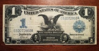 1899 Black Eagle Silver Certificate $1 Dollar Rare 868a