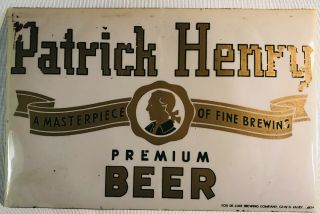 Extremely Rare Grand Rapids Fox Deluxe Beer Patrick Henry Display Sticker Mich
