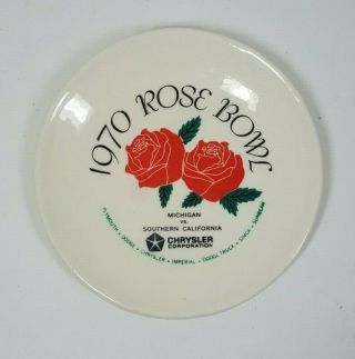 Rare Vintage 1970 Rose Bowl Trinket Dish 4.  25 " Mini - Plate Football Chrysler