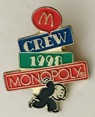 Mcdonalds Restaurant 1998 Crew Monopoly Pin Badge Rare Vintage (h6)
