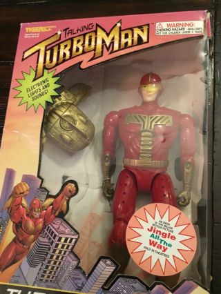 RARE Talking Turbo Man Deluxe 13.  5 inch 1996 Jingle All The Way.  Tiger 2