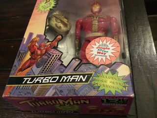 RARE Talking Turbo Man Deluxe 13.  5 inch 1996 Jingle All The Way.  Tiger 4
