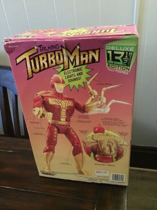 RARE Talking Turbo Man Deluxe 13.  5 inch 1996 Jingle All The Way.  Tiger 6