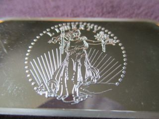 St.  Guadens Coin Design Rare 1 Troy Oz.  999 Fine Silver Art Bar 1973