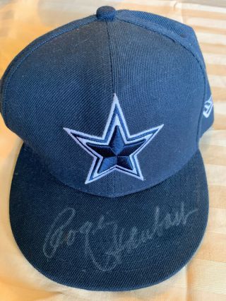 Roger Staubach Autographs Dallas Cowboys Fitted Cap Rare In Person Signed Hat