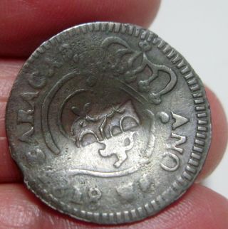1818 (venezuela) 1/4 Real (caracas) W/countermark (porto Cabello) - - Rare - - -