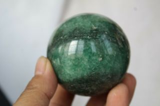 394g Rare Natural Green Jade Jasper Crystal Sphere Ball Healing A36