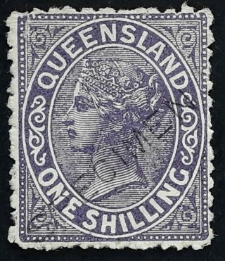 Rare 1889 - Queensland Australia 1/ - Violet 2nd Sideface Stamp Specimen