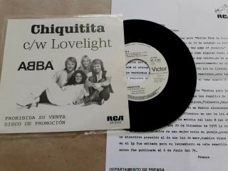 Abba - Chiquitita (english Version) Rare 7 " Mexico Promo Edition Ps Rca