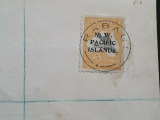 Rare 1918 Australia 5/ - Dp Grey&Chrome Kangaroo Stamp NW Pacific Is O/P on cover 2