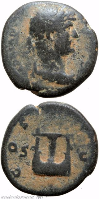 Rare Roman Ae Semis Hadrian Lyre Cos Iii S C 112 - 115 Ad Rome