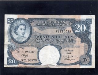 East Africa - East African Currency Board - 20 Twenty Shillings - Rare Elizabeth