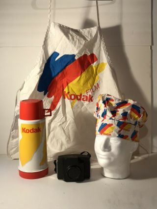 Vintage Kodak Advertising Rare 80’s Cooking Apron And Hat Thermos Brownie 44a