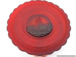 Rare Imperial Glass Series 1 Us Capitol Plate 1969 Red Non Carnival Glass