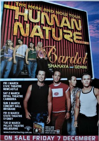 Human Nature Bardot Rare 2002 Tour Poster Shakaya Pop Music Boy Band