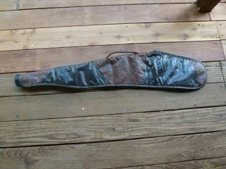 Rare Vintage Apache Soft 42” Black Brown Leather Gun Case Bag W/ Hunters Lining