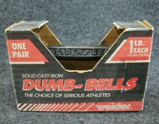 Weider Dumb - Bells Rare Vintage 1 Lb Weights Dumbbells With Box