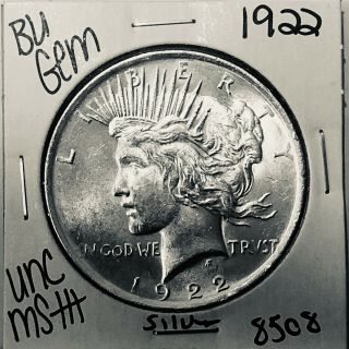 1922 P Bu Gem Peace Silver Dollar Unc Ms,  U.  S.  Rare Coin 8508