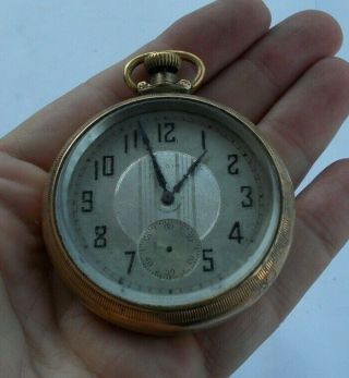 Rare Vintage Large 2 " Elgin Gold Filled Wind Up Pocket Watch Antique Look Wow Nr