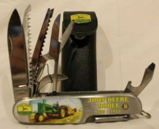 Vintage John Deere Utility Pocket Knife In Sheath,  Rare & Collectible