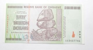 Rare 2008 50 Trillion Dollar - Zimbabwe - Uncirculated Note - 100 Series 248