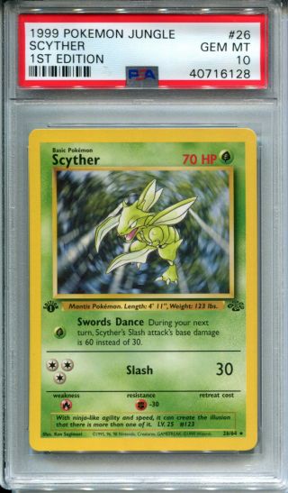 Scyther 26/64 Rare Pokemon 1st Edition Jungle Set - Psa 10