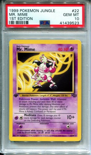 Mr.  Mime 22/64 Rare Pokemon 1st Edition Jungle Set - Psa 10