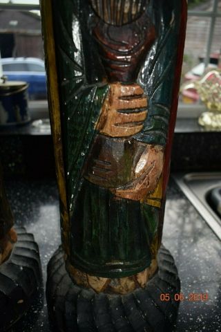 ANTQUE SPANISH CARVED WOOD c1800 ALTER CANDLES RARE 8