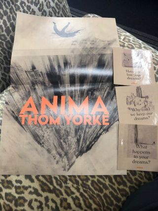Thom Yorke: Anima 11x17 Promo Poster & 3 Rare Anima Stickers Radiohead