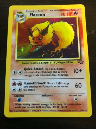Flareon Pokemon Card Jungle Set Holo Rare - Nm 3/62