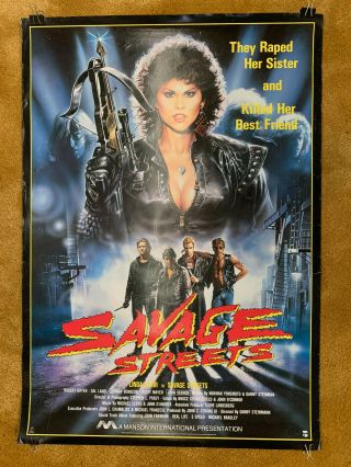 Savage Streets Australian Video Poster Rare One Sheet Exploitation Horror Movie