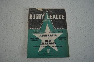 Australia Vs Zealand Rare 1963 Rugby League Programme