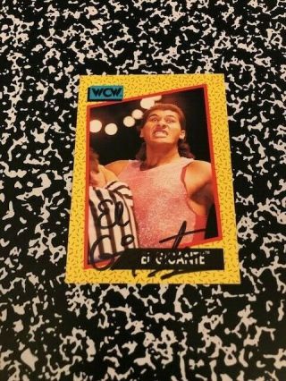 El Gigante Signed Autographed Rare 1991 Wcw Impel Card Wwf Giant 92