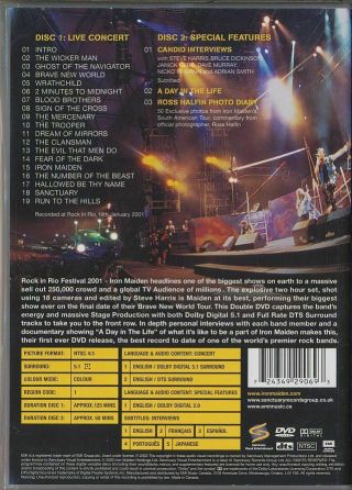Iron Maiden : Rock in Rio (DVD,  2002,  2 - Disc Set,  EMI - Sanctuary Visual) RARE 2