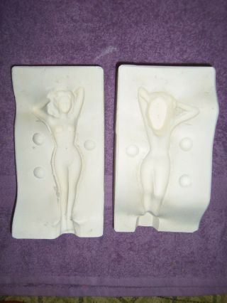 Vintage rare wax casting nude lady female plaster mold Chalkware type 3